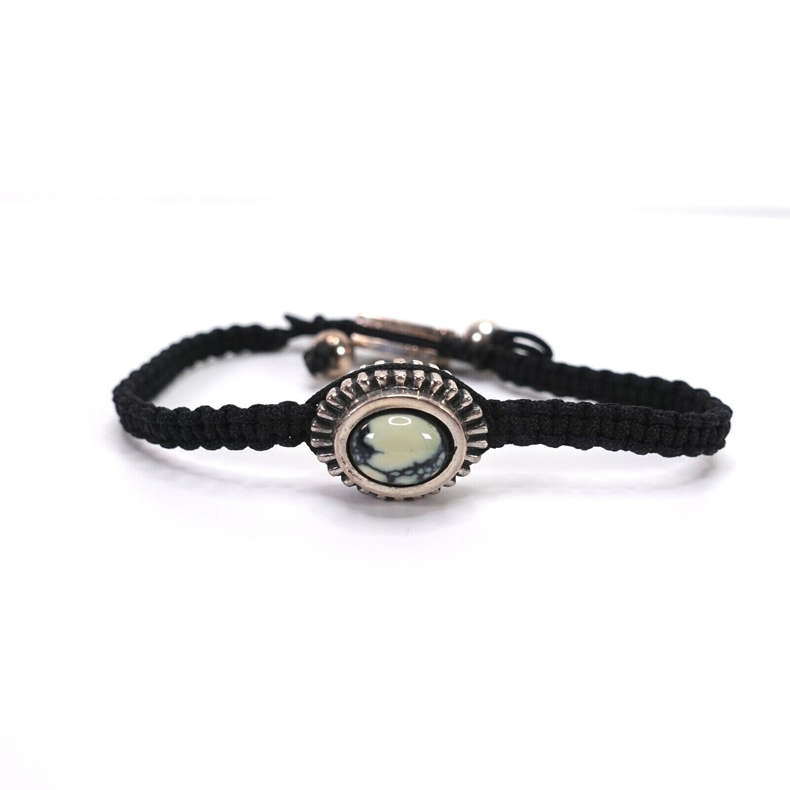 King Baby Studio Macrame Braided Bracelet Turquoise Centerpiece In Silver .925